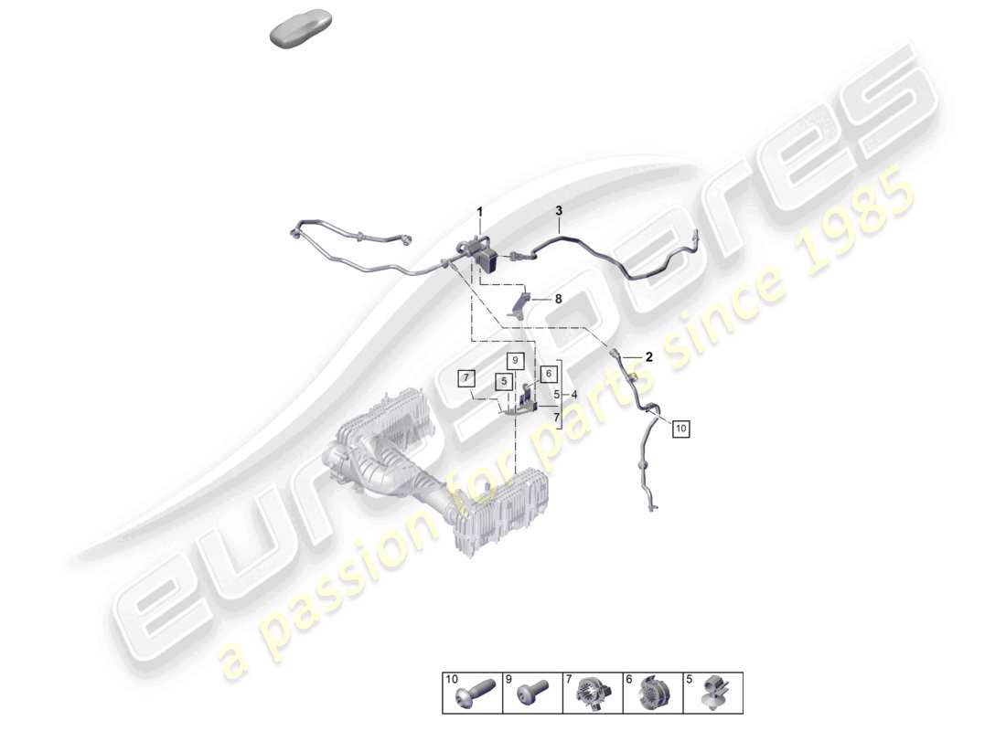 porsche 2024 (992-2) schéma des pièces de ventilation du réservoir de conduite de reniflard