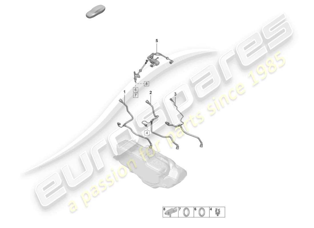 porsche 2020 (992-1 turbo / s) schéma des pièces de ventilation du réservoir de conduite de reniflard