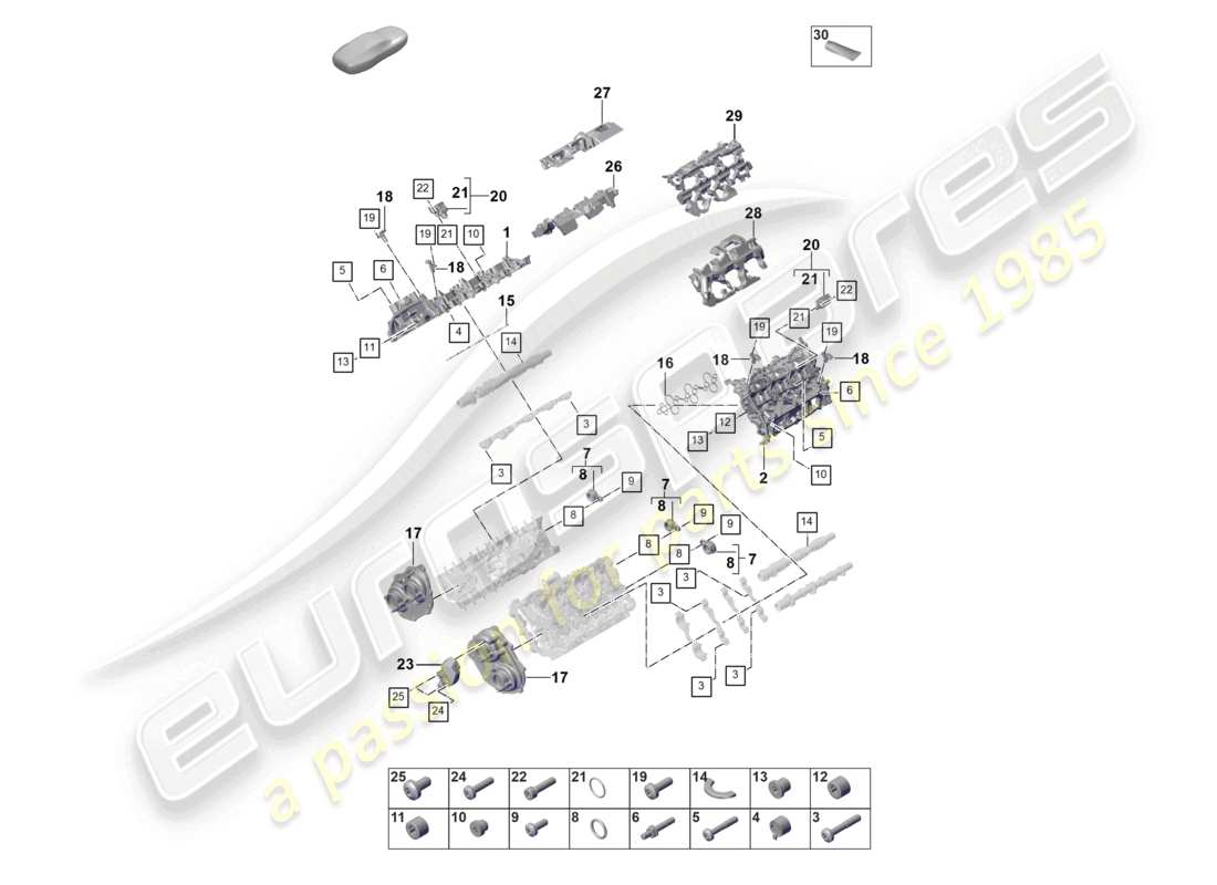 porsche 2021 (panamera 971-2) couvre-culasse isolation phonique pièces individuelles schéma des pièces