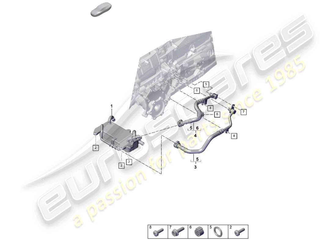 porsche 2024 (cayenne e3 pa) 8-speed boîte de vitesses automatique pour quatre roues motrices refroidisseur d'huile de boîte de vitesses tuyau d'huile schéma des pièces