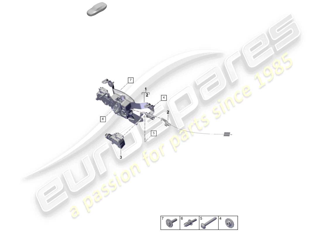 porsche 2026 (992-2 turbo / s) serrure mécanisme de verrouillage diagramme des pièces