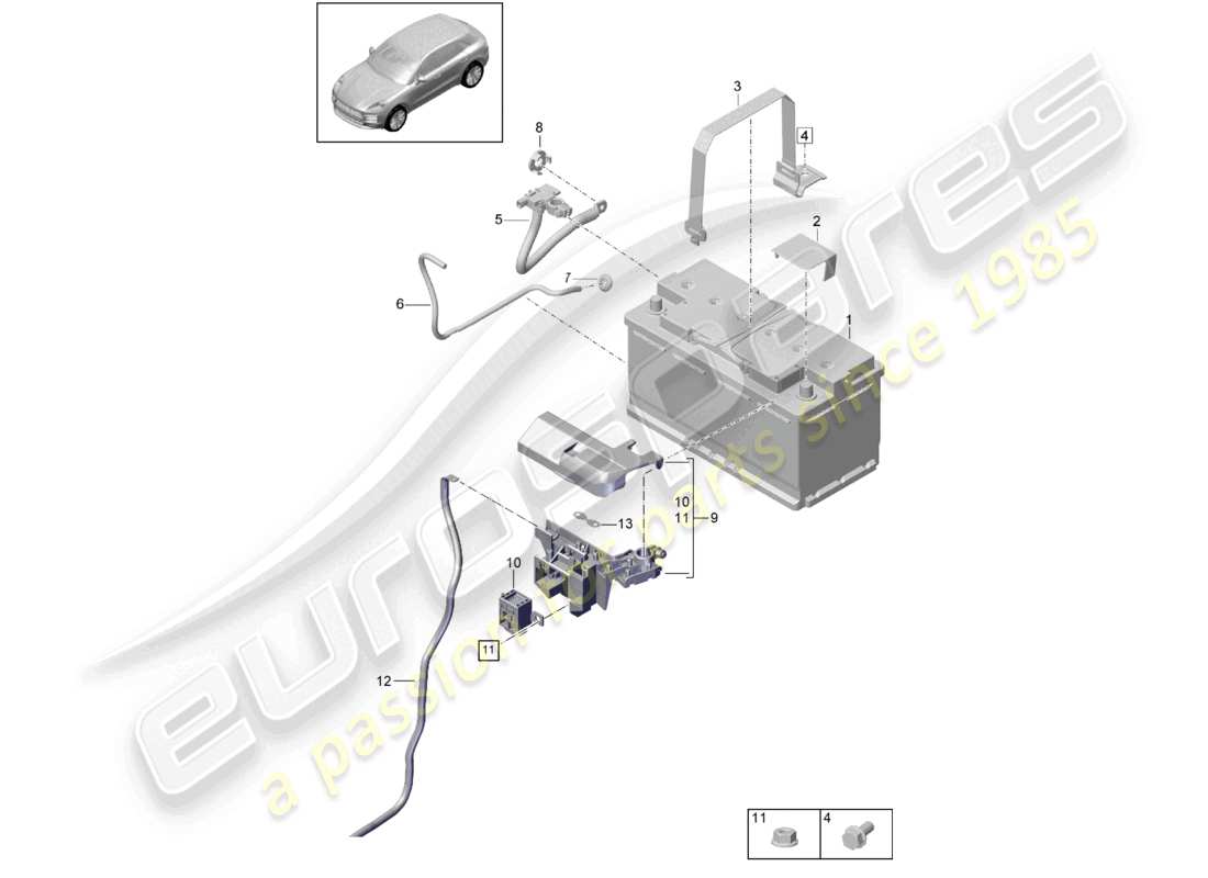 porsche 2021 (macan) diagramme des pièces de la batterie