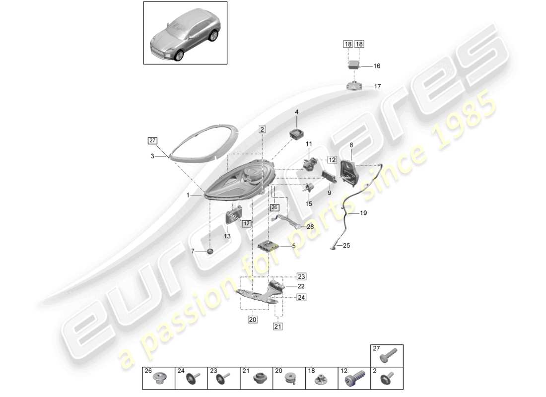porsche 2021 (macan) phare led pdls noir pdls+ schéma des pièces