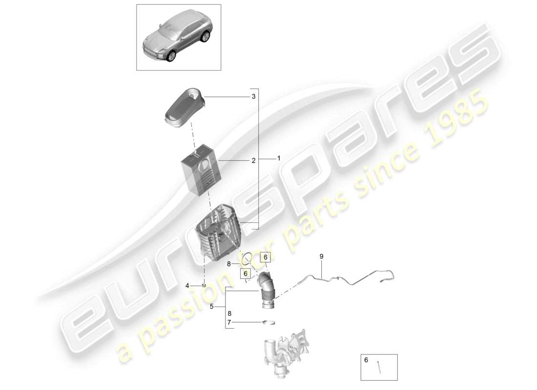 porsche 2021 (macan) élément de filtre à air boîtier de filtre à air schéma des pièces