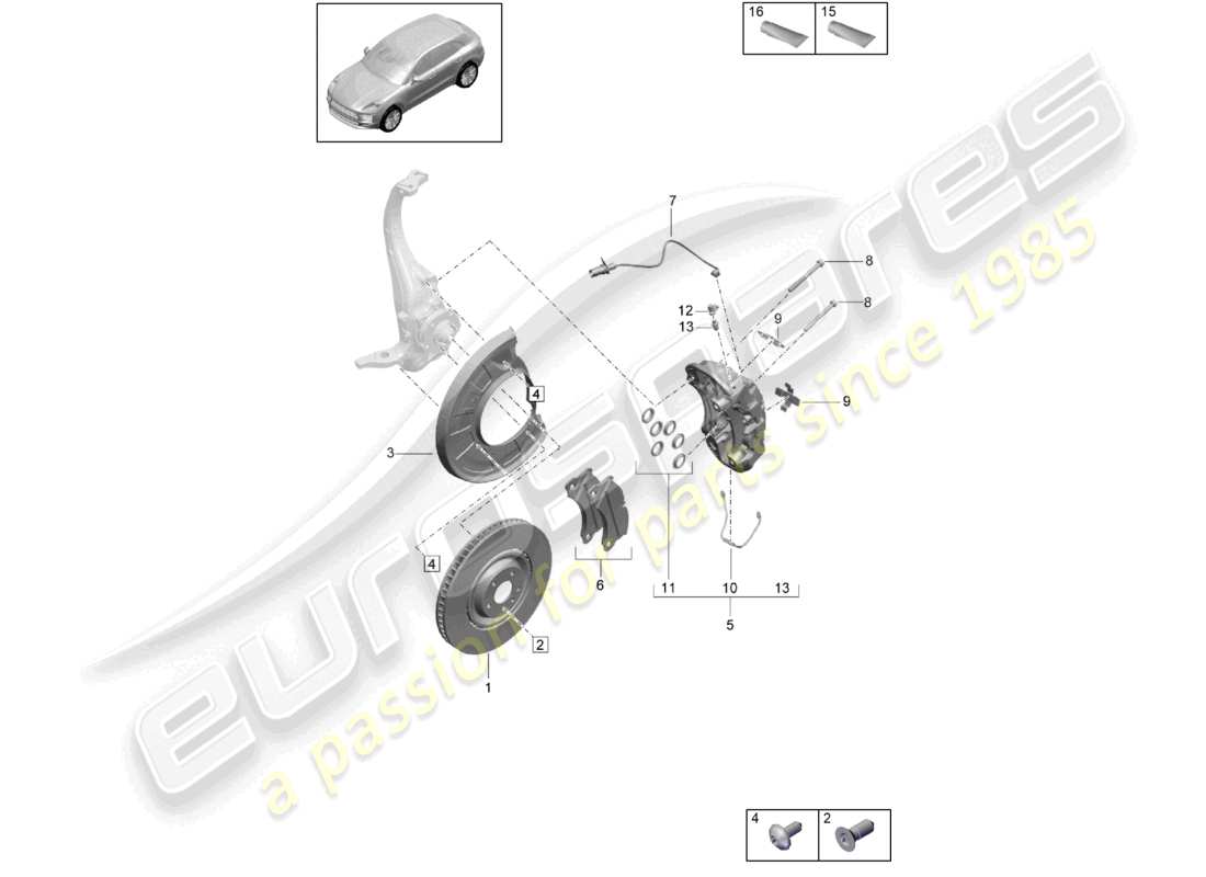 porsche 2021 (macan) frein à disque essieu avant gris d >>- mj 2021 schéma des pièces