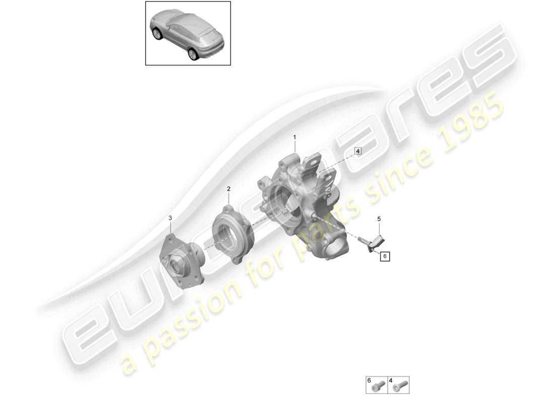 porsche 2021 (macan) schéma des pièces du moyeu de roue du support de roue