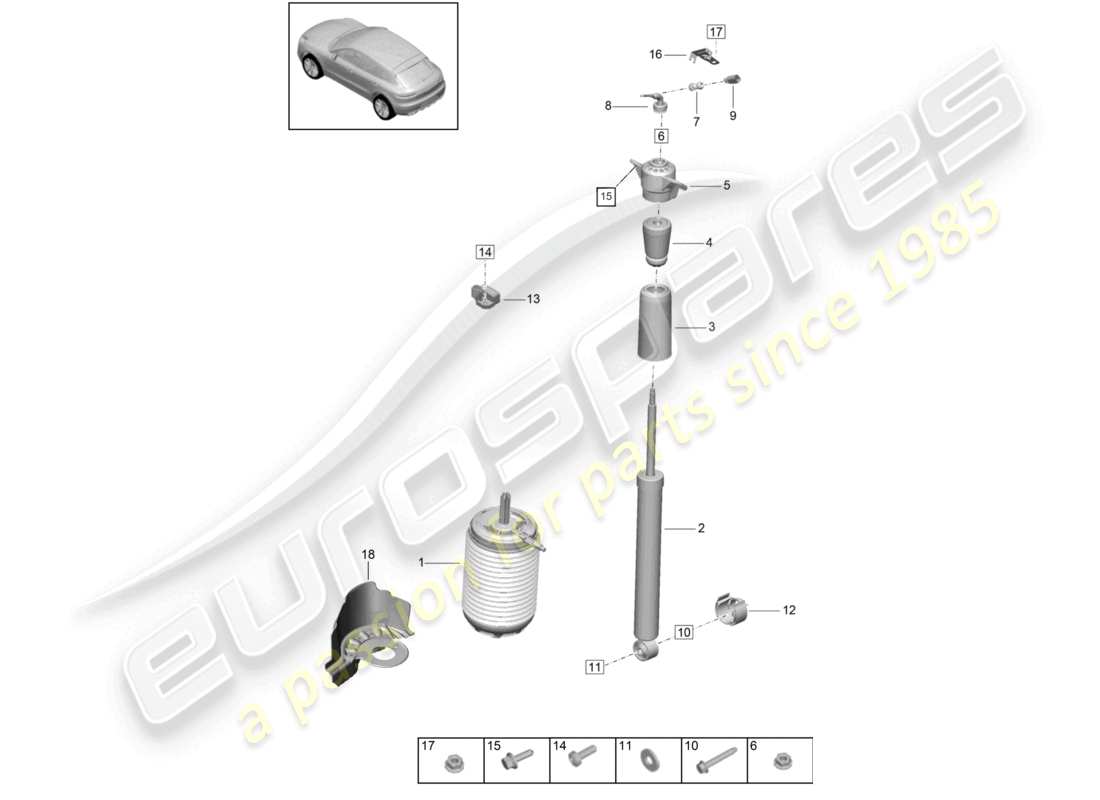 porsche 2021 (macan) suspension pneumatique schéma des pièces