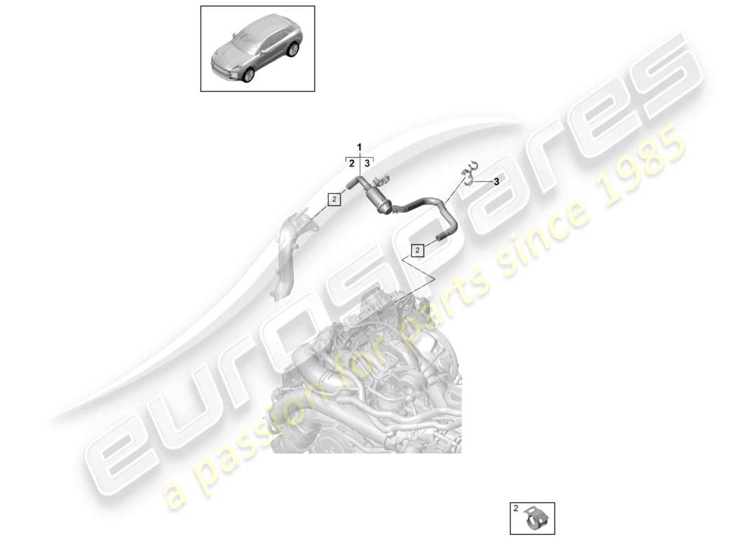 porsche 2021 (macan) système de carburant conduite d'air de purge compartiment moteur schéma des pièces
