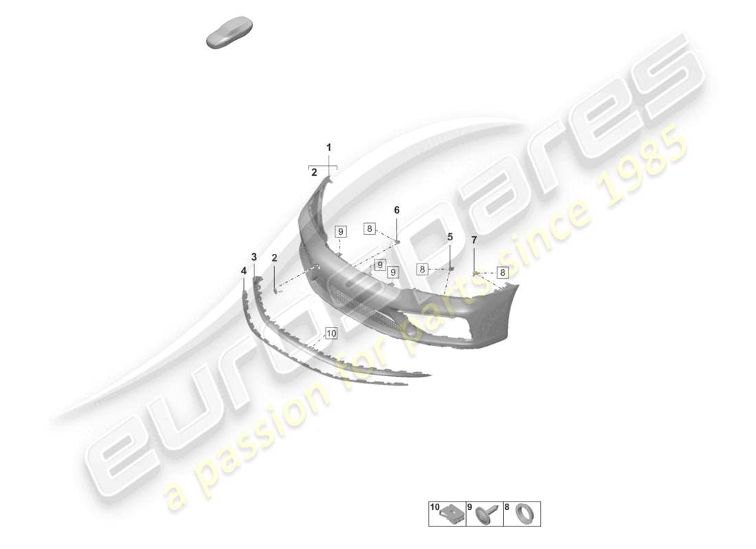 porsche 2021 (992-1) schéma des pièces du pack sport design pour pare-chocs avant