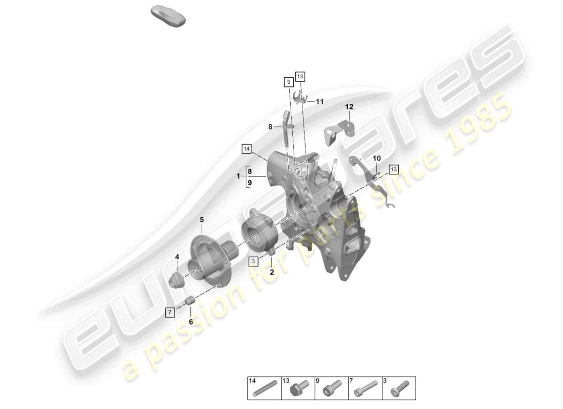 porsche 2024 (992-2 gt3/rs/st) essieu arrière porte-roue moyeu de roue roulement de roue avec pièces d'assemblage schéma des pièces