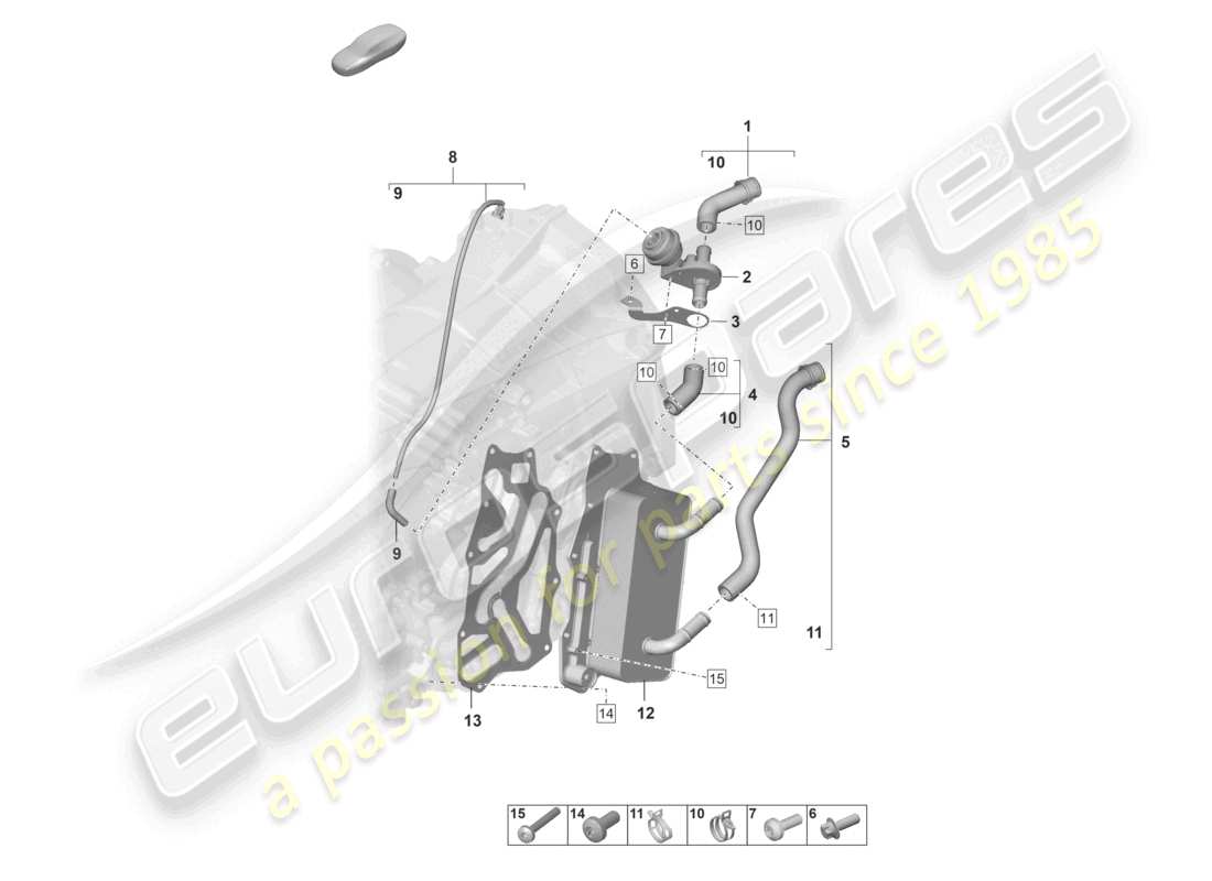 porsche 2024 (992-2) 8-speed boîte de vitesses à double embrayage - pdk - système de refroidissement de l'huile de boîte de vitesses diagramme des pièces