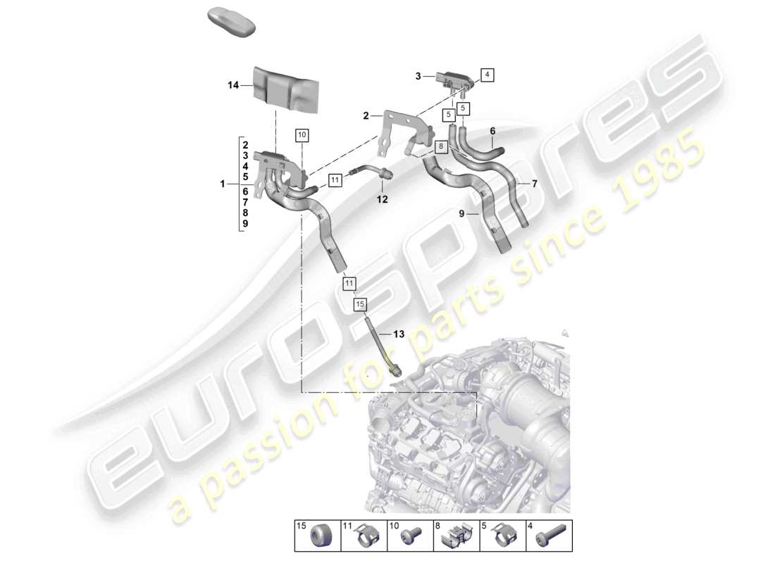 porsche 2024 (cayenne e3 pa) schéma des pièces de la ligne de commande avec transmetteur de différence de pression