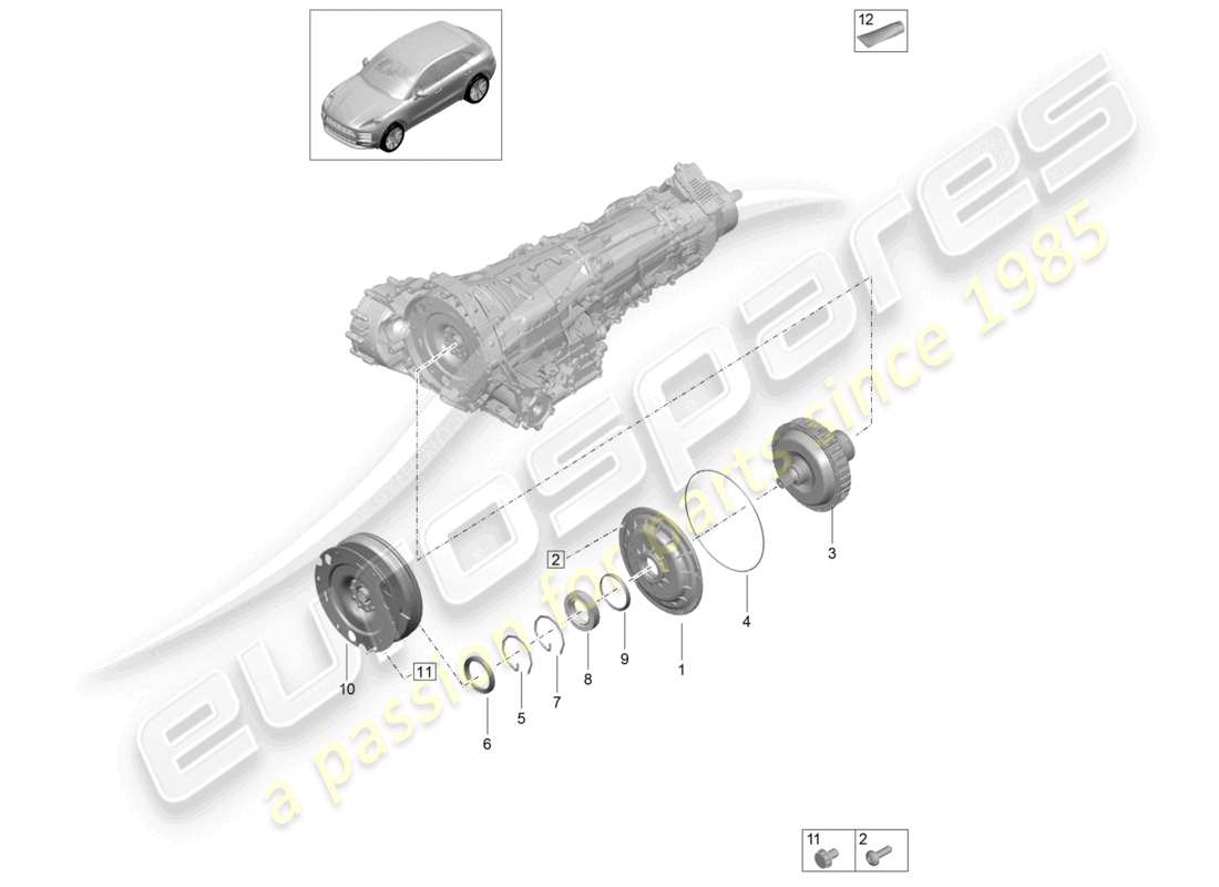 porsche 2021 (macan) schéma des pièces du volant d'inertie d'accouplement