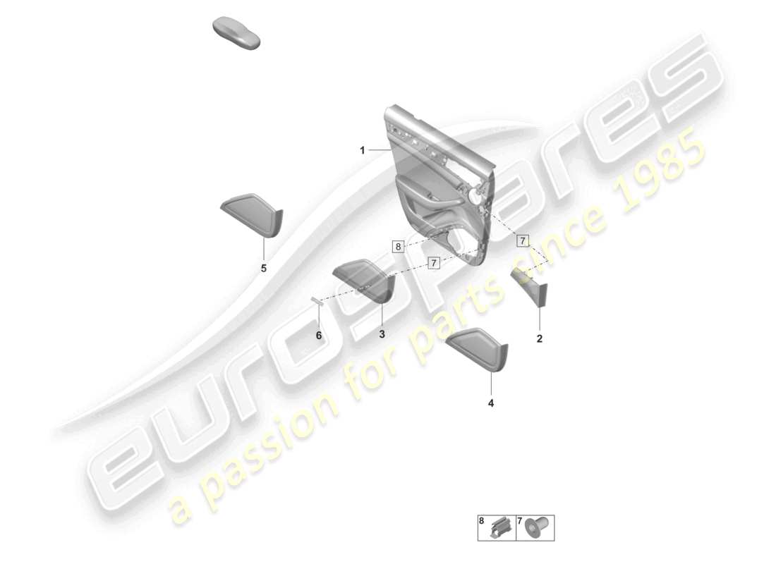porsche 2024 (panamera 971-2) schéma des pièces des panneaux de garniture de porte arrière en similicuir sport turismo