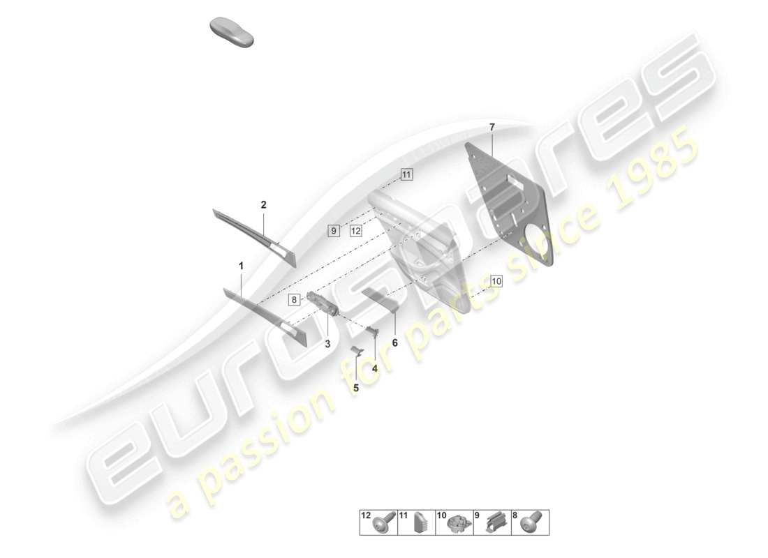 porsche 2022 (panamera 971-2) panneaux de garniture de porte moulures de portes arrière accessoires et fixations diagramme des pièces