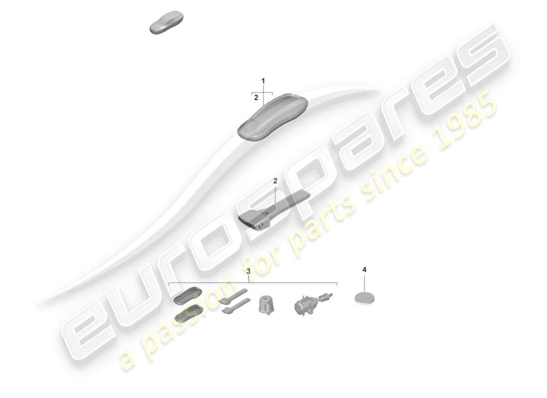 porsche 2023 (taycan 9j1-1) emetteur portatif clé de secours avec serrure spécifique schéma des pièces