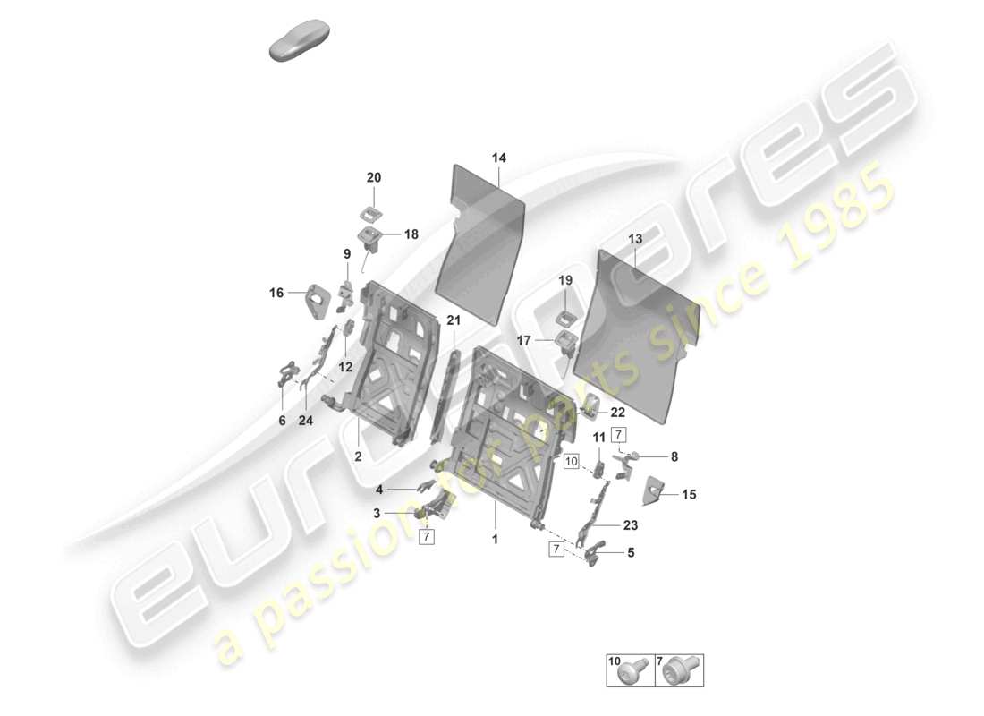 porsche 2023 (taycan 9j1-1) cadre de dossier siège standard diagramme des pièces