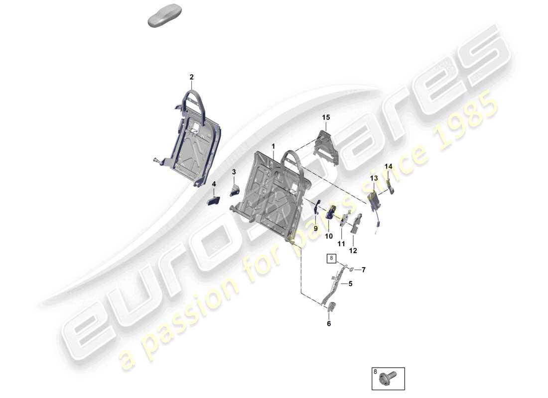 porsche 2026 (panamera 976) cadre de dossier siège standard diagramme des pièces