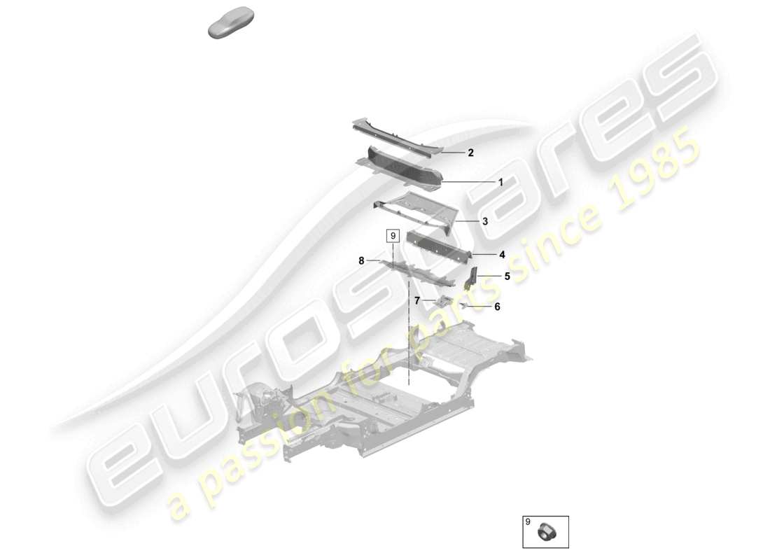porsche 2025 (macan-e) plaque inférieure de support de siège arrière schéma des pièces