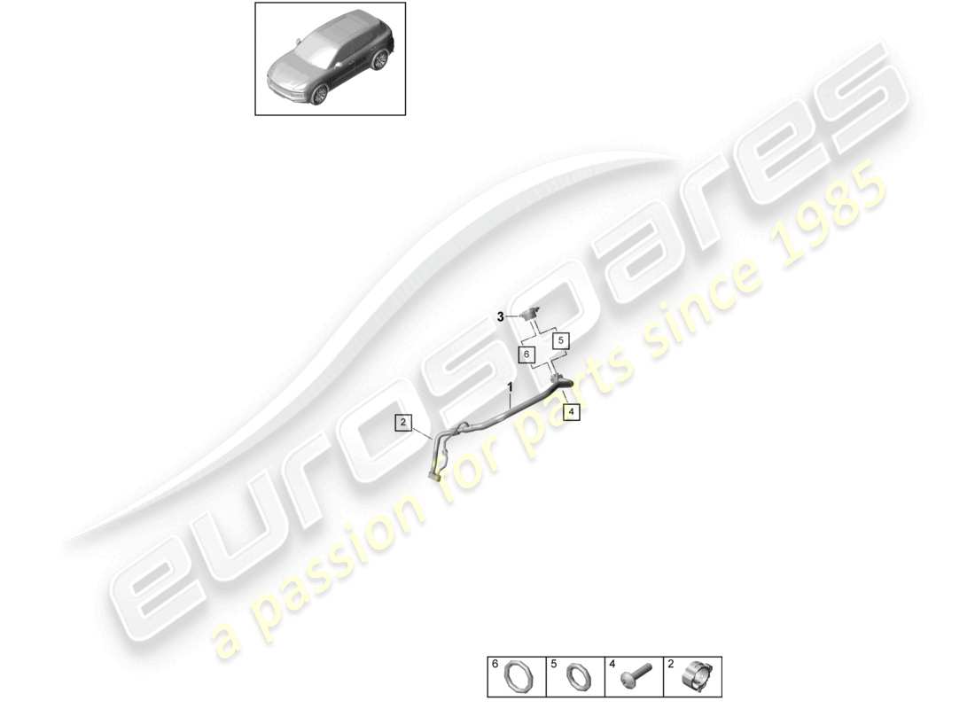 porsche 2024 (cayenne e3 9ya/9yb) circuit frigorifique à droite dans le tunnel de conduite pour véhicules à propulsion hybride. schéma des pièces