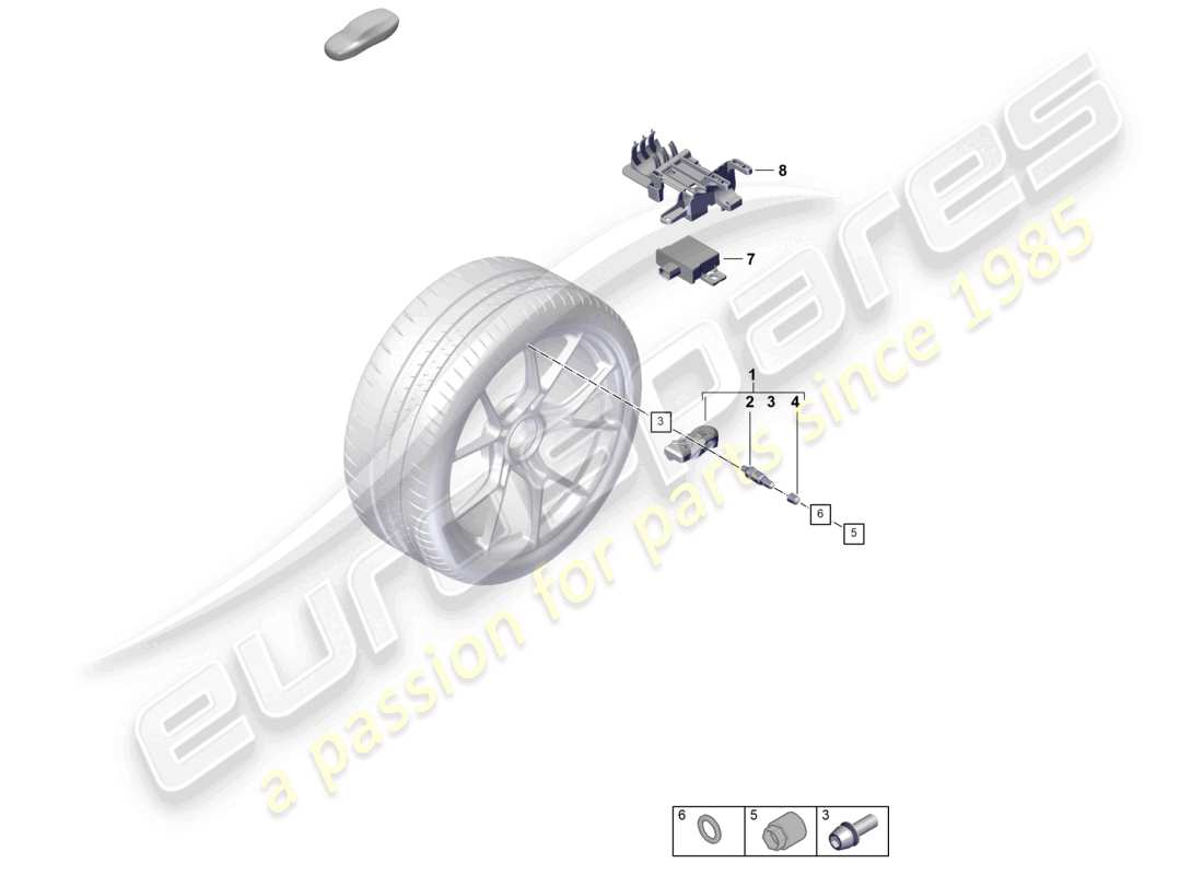 porsche 2025 (992-2 gt3) système de contrôle de pression des pneus schéma des pièces
