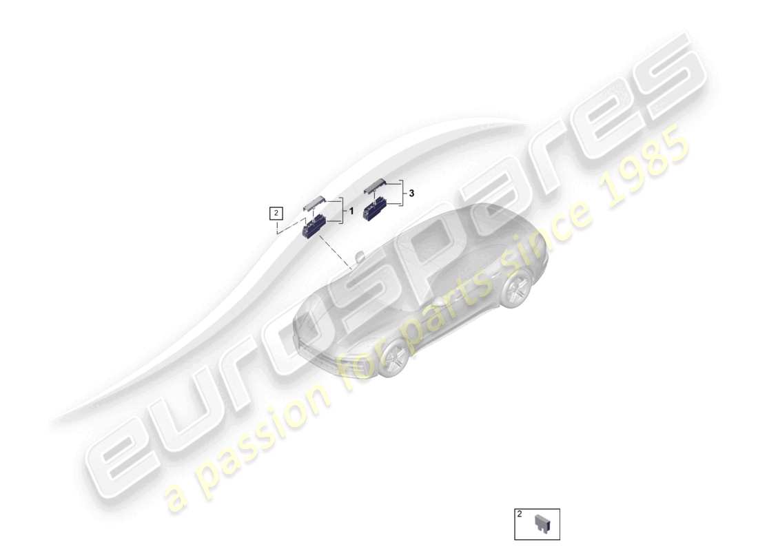 porsche 2025 (panamera 976) boîte à fusibles fusible plat sièges avant montant a droit schéma des pièces