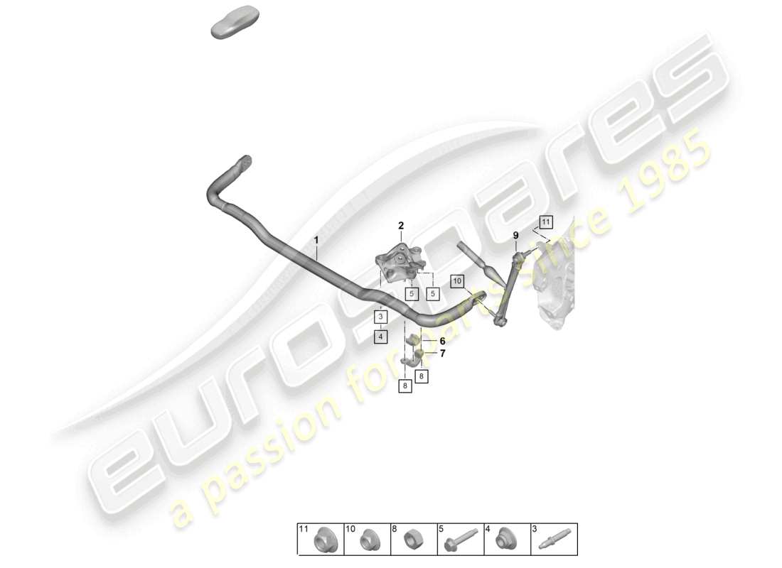 porsche 2025 (992-2 gt3) barre anti-roulis barre d'accouplement diagramme des pièces