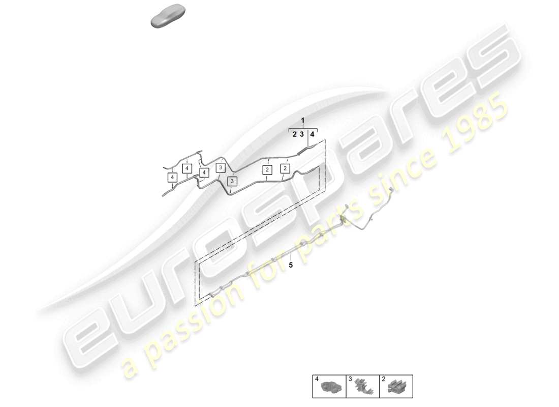 porsche 2025 (992-2 gt3) schéma des pièces arrière de la conduite de carburant