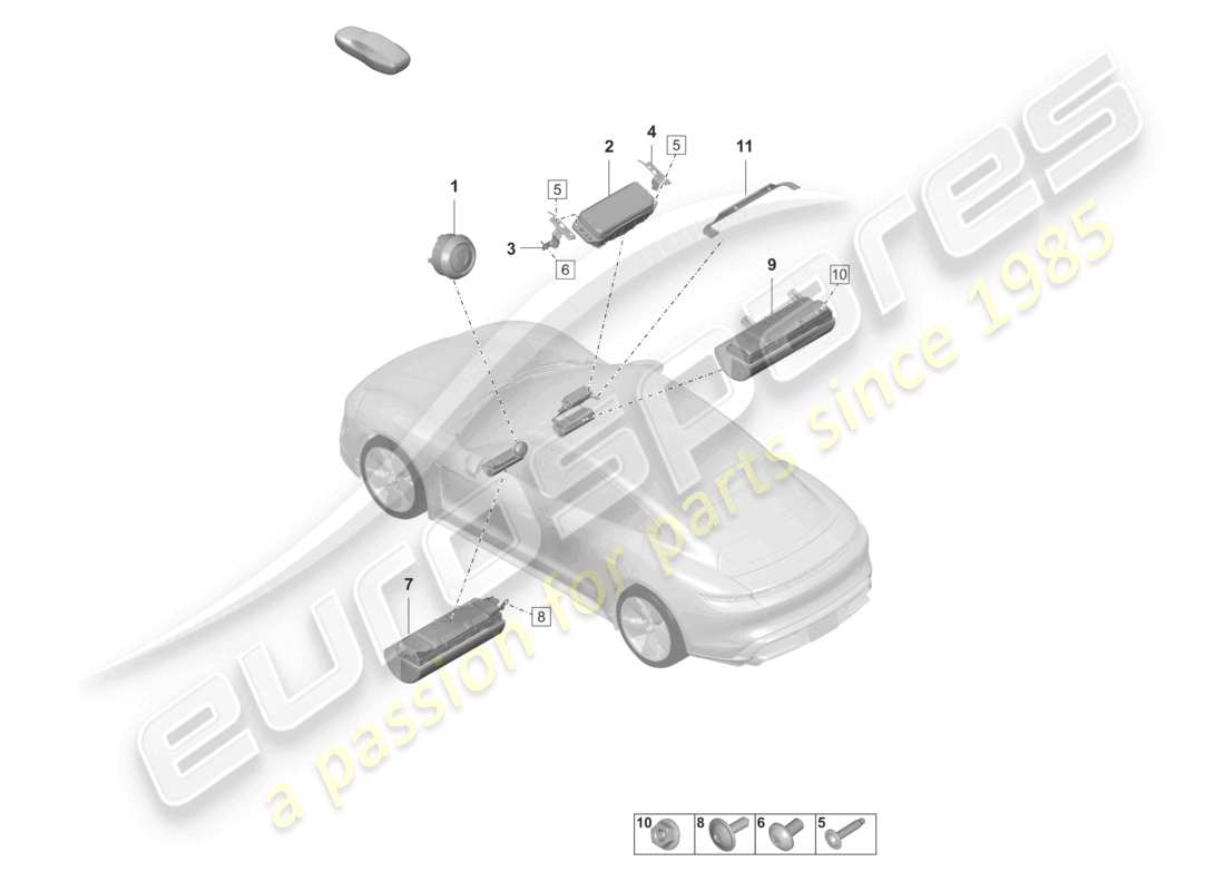 porsche 2023 (taycan 9j1-1) schéma des pièces de l'airbag