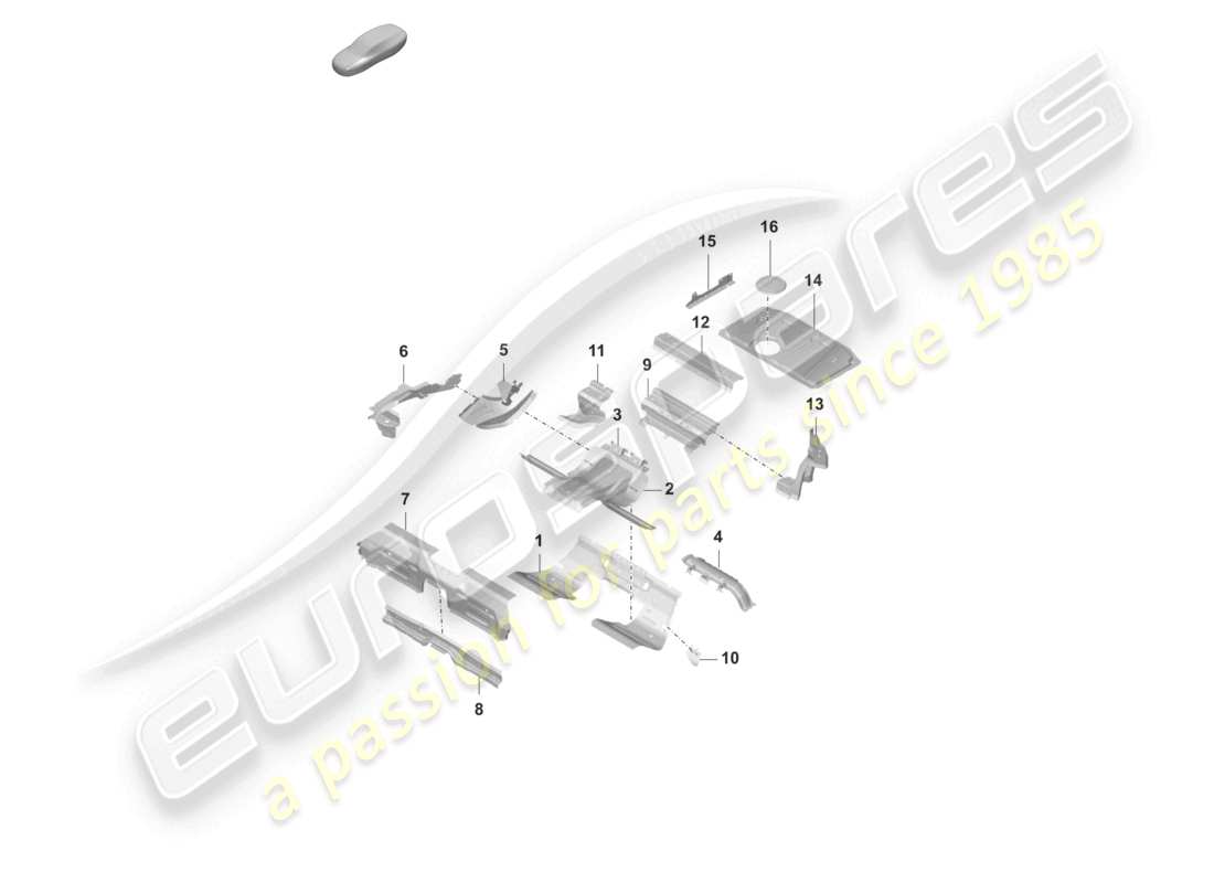 porsche 2023 (taycan 9j1-1) schéma des pièces du support de siège de la plaque inférieure arrière