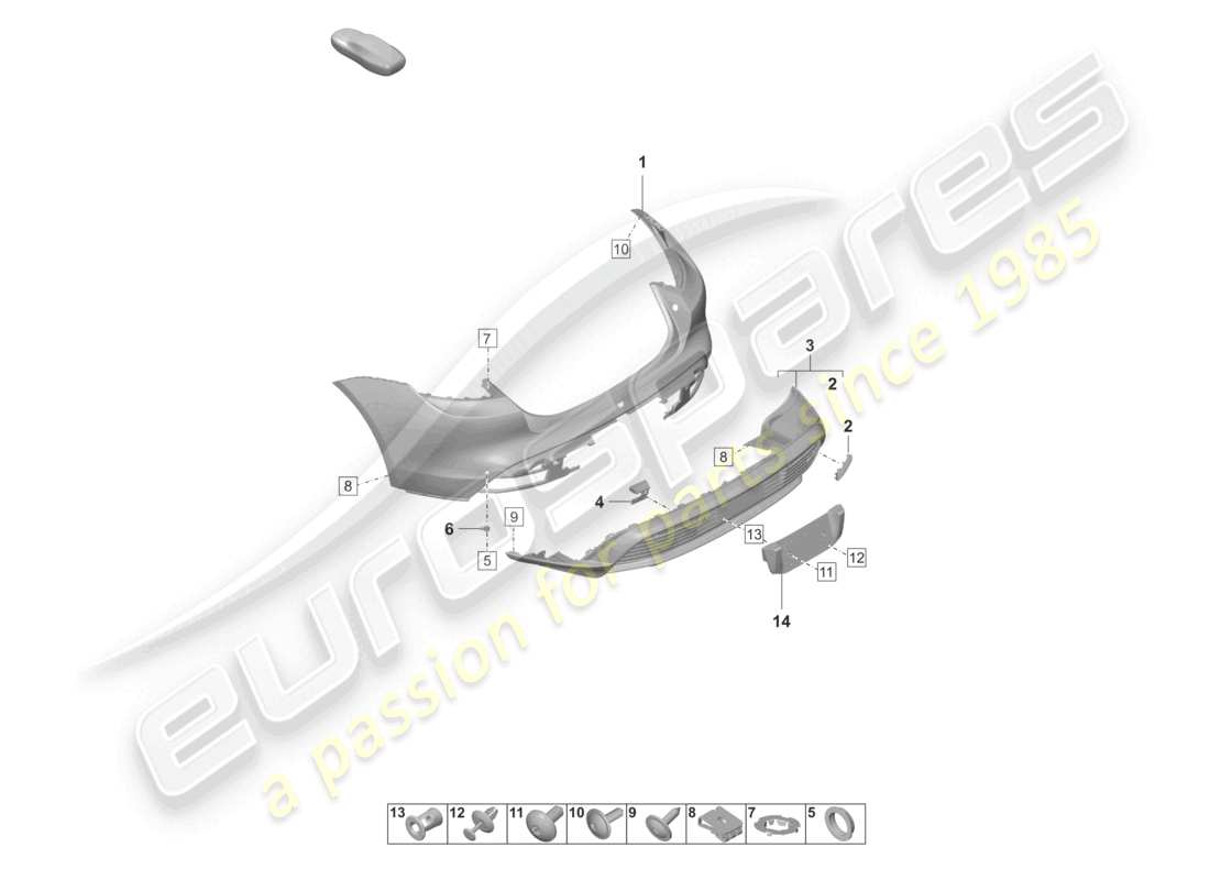 porsche 2023 (taycan 9j1-1) pare-chocs arrière pour variante d'équipement : de base schéma des pièces