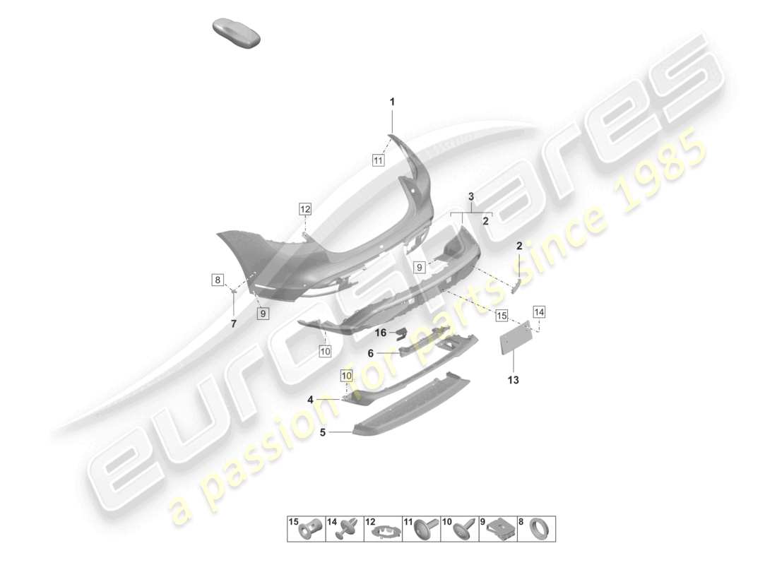 porsche 2021 (taycan 9j1-1) pare-chocs arrière turbo schéma des pièces