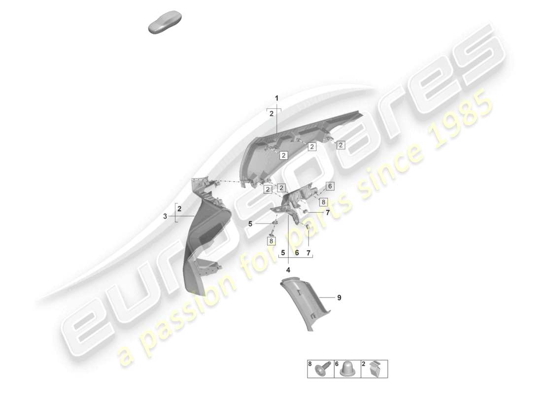 porsche 2023 (taycan 9j1-1) schéma des pièces de garniture du montant c
