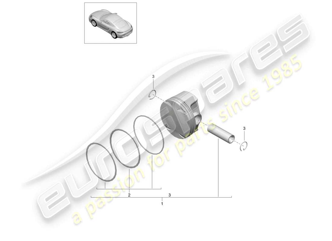 porsche 2021 (718 cayman) schéma des pièces du piston