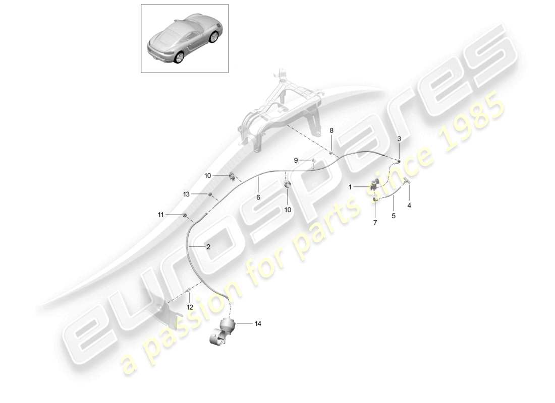 porsche 2021 (718 cayman) schéma des pièces de l'unité de commande du volet d'échappement sport du système d'échappement