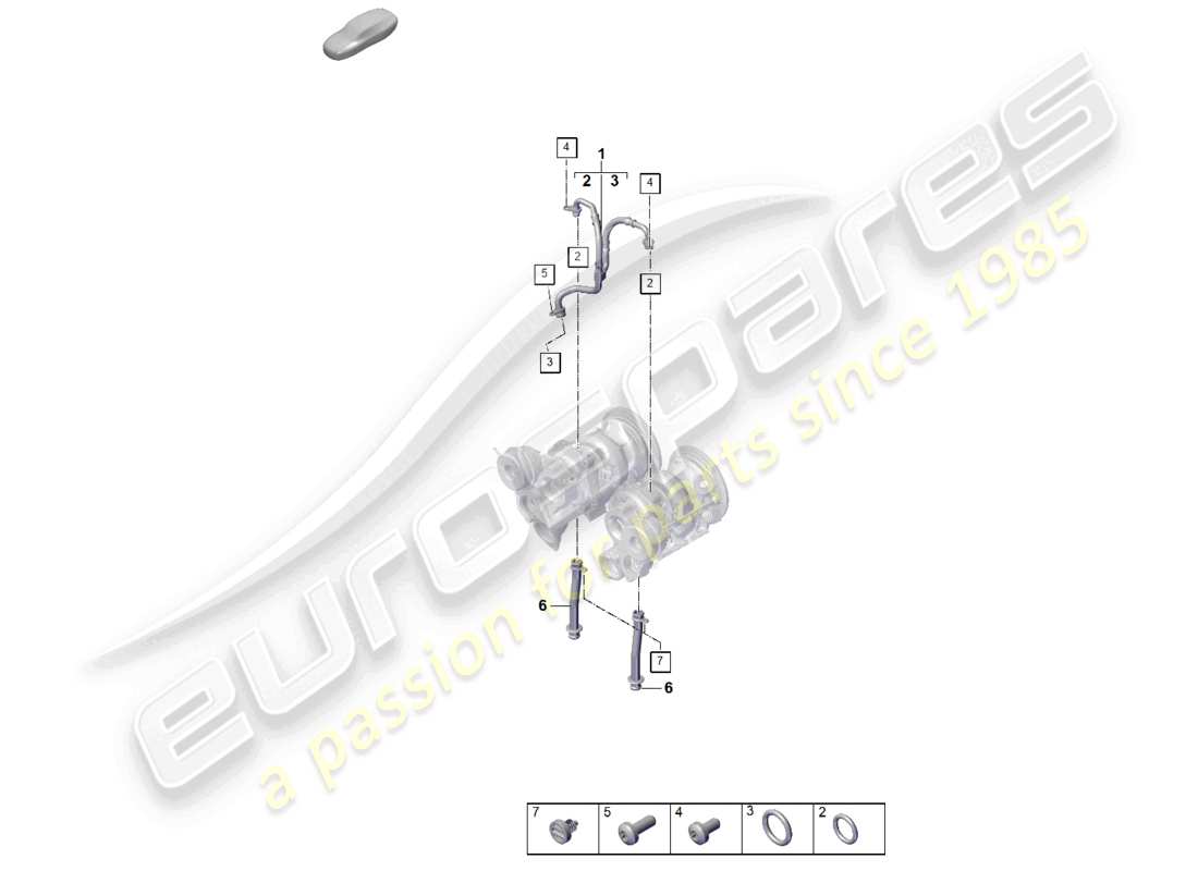 porsche 2025 (panamera 976) schéma des pièces de la conduite de pression d'huile pour turbocompresseur à gaz d'échappement