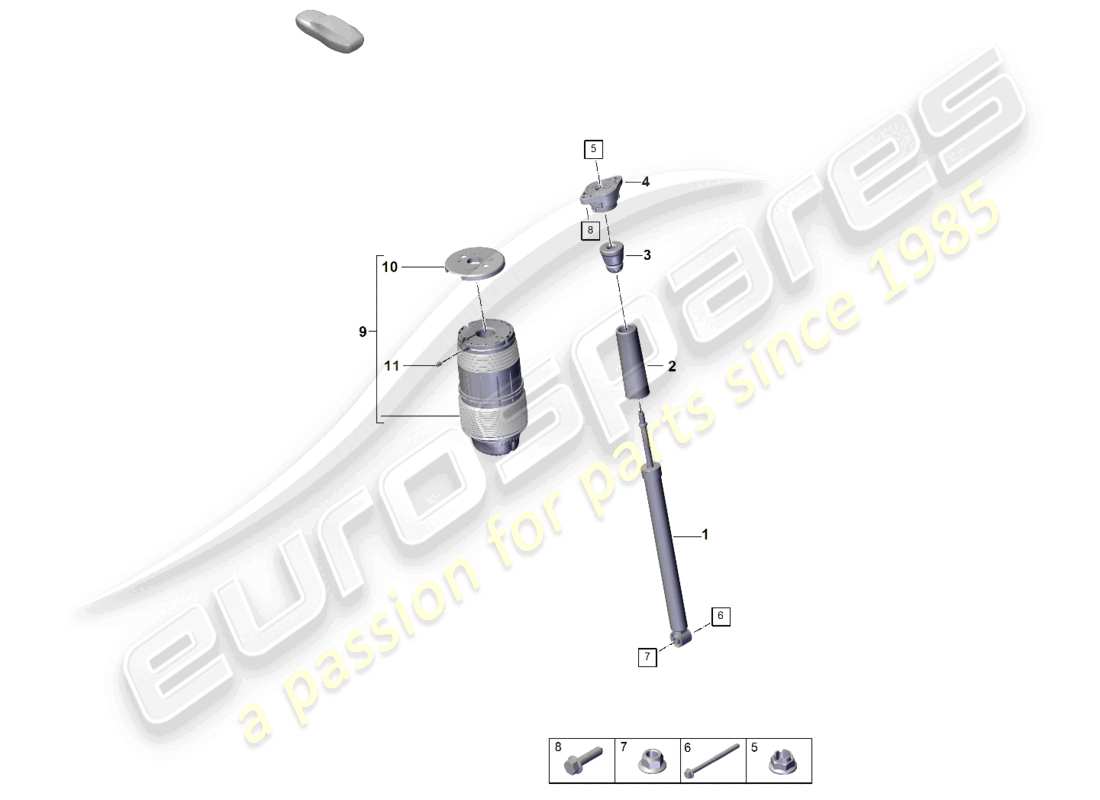 porsche 2026 (panamera 976) diagramme des pièces des amortisseurs à suspension pneumatique
