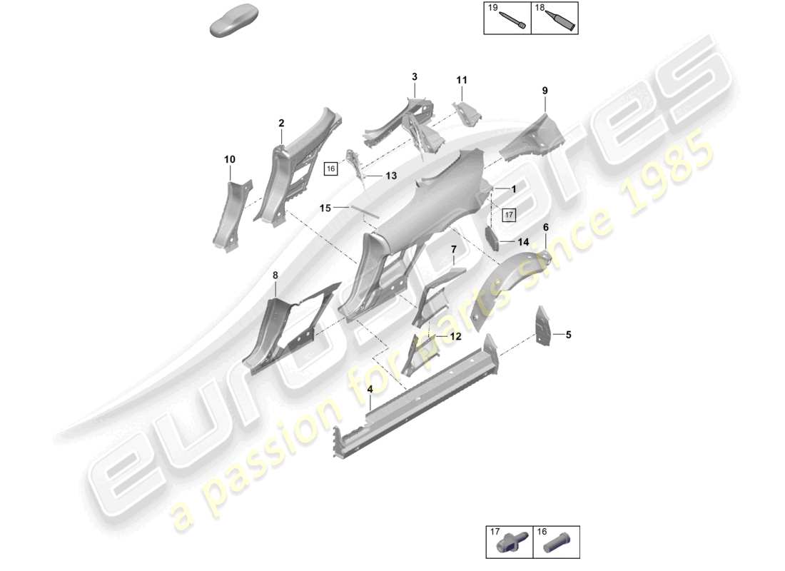 porsche 2022 (718 boxster spyder) partie latérale diagramme des pièces