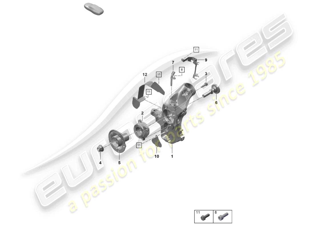 porsche 2022 (718 cayman gt4) schéma des pièces du moyeu de roue du support de roue