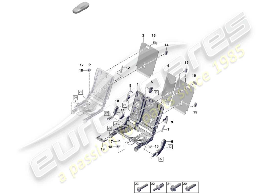 porsche 2026 (cayenne e3 pa) accessoires de dossier de siège arrière pour siège sport schéma des pièces