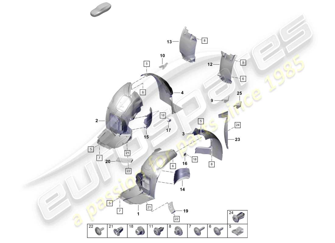 porsche 2021 (718 boxster spyder) garnitures schéma des pièces du carter de roue