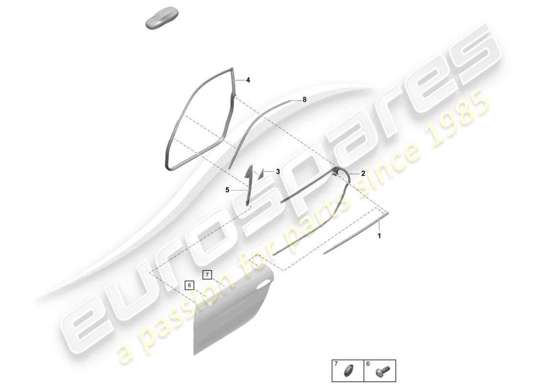 porsche 2021 (718 cayman gt4) schéma des pièces de joint et de garniture de porte