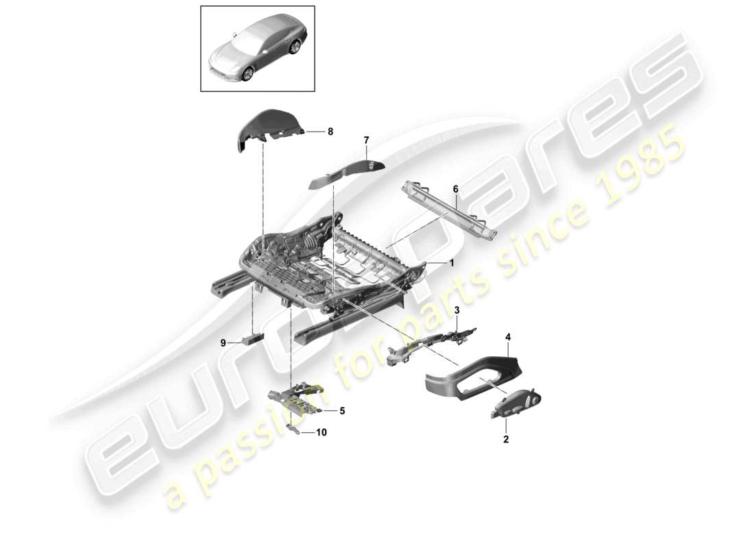porsche 2021 (panamera 971-1) cadre de siège siège sport schéma des pièces