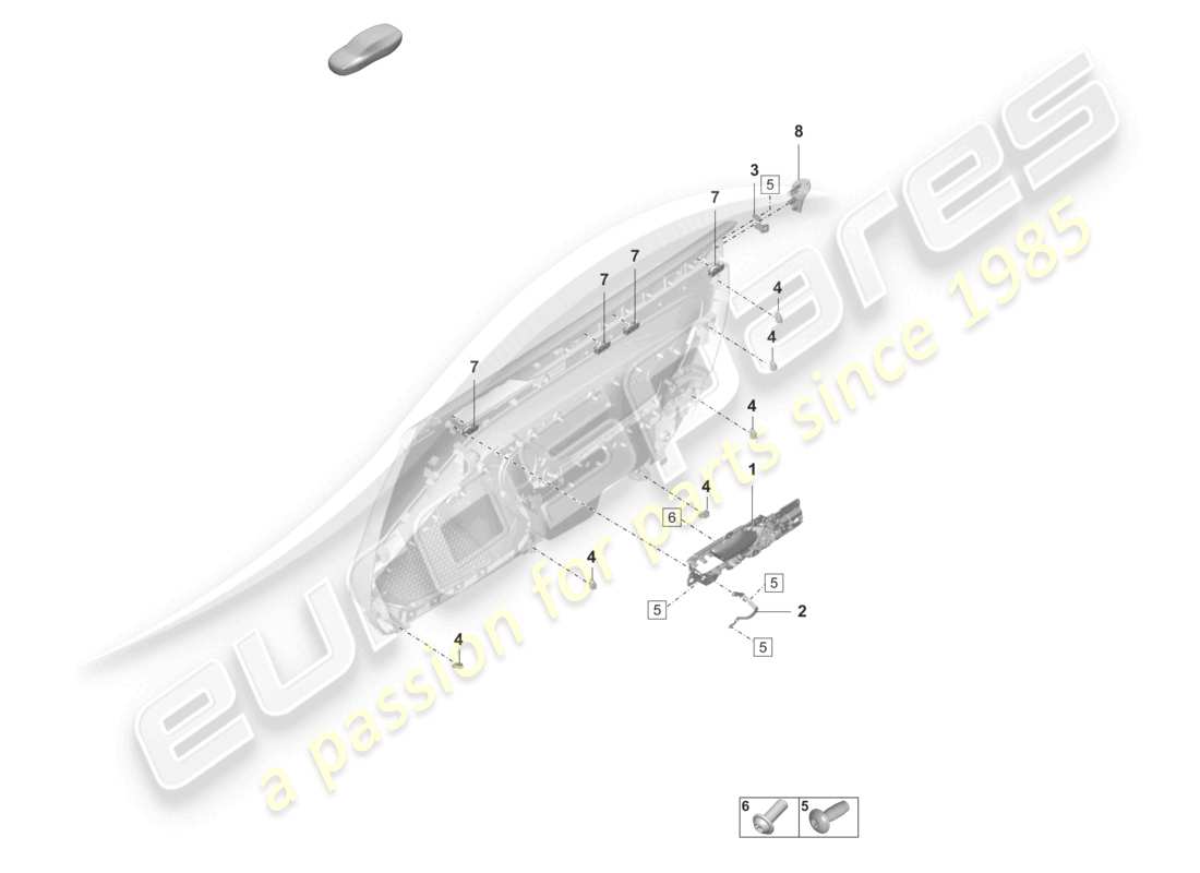 porsche 2022 (992-1 gt3/rs/st) panneau de porte fixations accessoires diagramme des pièces