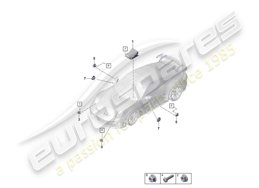 porsche 2026 (992-2 gt3) unité de commande pour airbag capteur de collision pour airbag protection des piétons schéma des pièces
