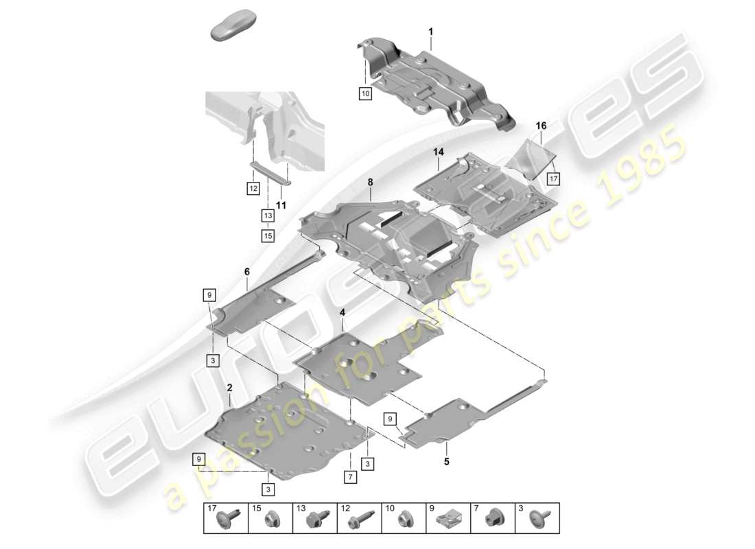 porsche 2021 (718 cayman gt4) garniture de soubassement diffuseur arrière schéma des pièces