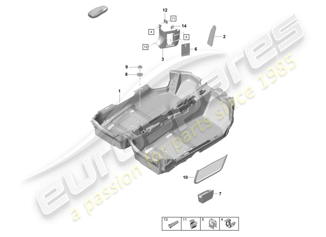 porsche 2021 (718 cayman gt4) sol schéma des pièces