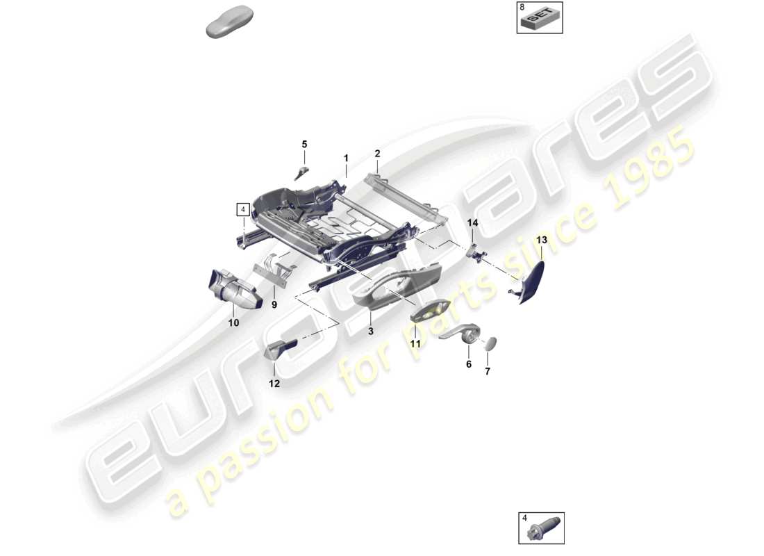 porsche 2021 (718 cayman gt4) cadre de siège siège sport plus accessoires garniture pour interrupteur schéma des pièces