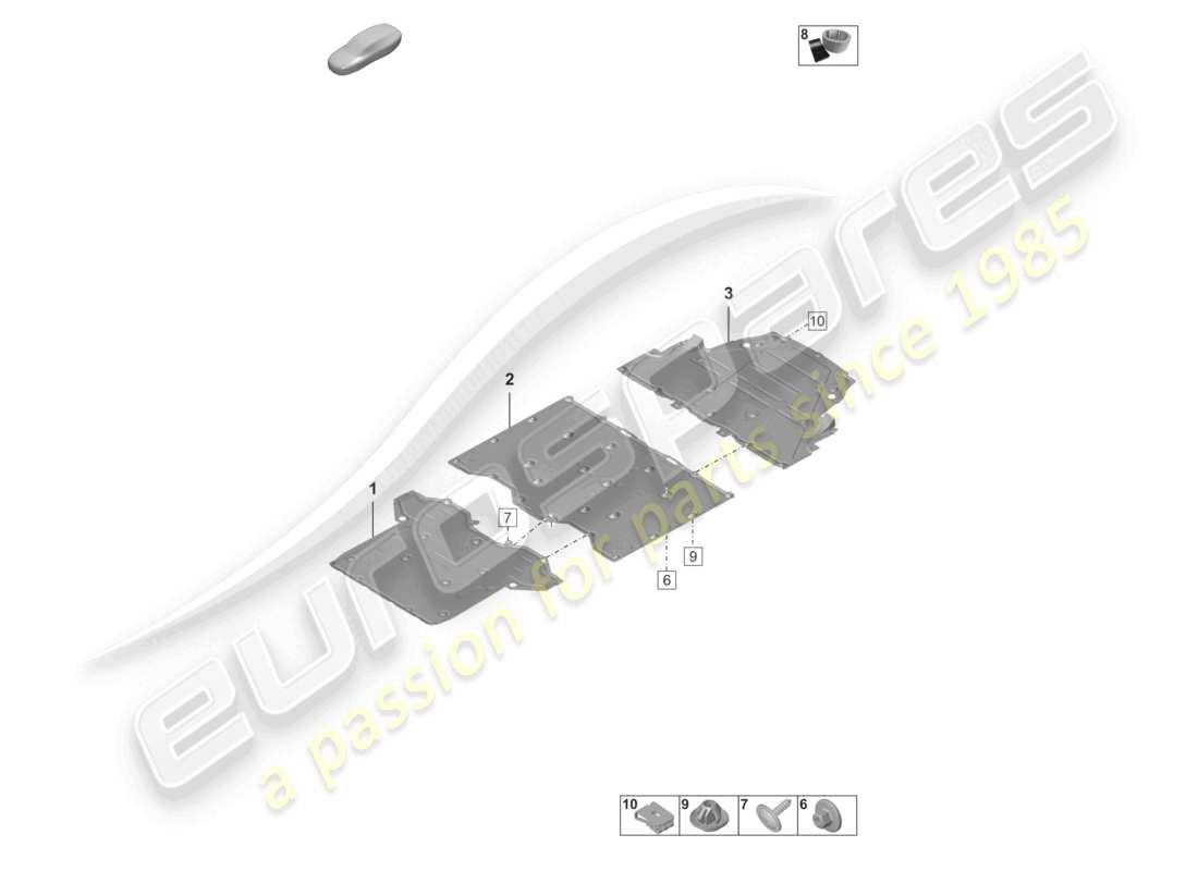porsche 2022 (992-1 turbo / s) garniture de sous-casse schéma des pièces