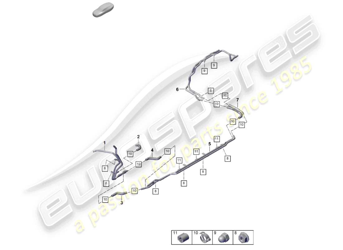 porsche 2025 (cayenne e3 pa) chauffage système de refroidissement de batterie pour véhicules à propulsion hybride schéma des pièces